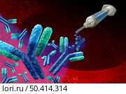 Monoclonal Antibody Treatment and therapies of  antibodies as a cure for virus infection as an immune system medical concept for oncology and pathology with as a 3D illustration. Стоковое фото, агентство Ingram Publishing / Фотобанк Лори