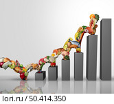 Rising food prices and climbing grocery cost with surging of supermarket groceries as an inflation financial crisis concept as a finance graph with 3D render elements. Стоковое фото, агентство Ingram Publishing / Фотобанк Лори