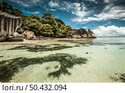Beautiful beach Anse Source D’argent in Praslin, Seychelles. Стоковое фото, агентство Ingram Publishing / Фотобанк Лори