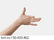 Female hand shows a dog gesture silhouette for shadow show right hand isolated on white background.. Dog symbol silhouette gesturing female hand on white. Стоковое фото, агентство Ingram Publishing / Фотобанк Лори