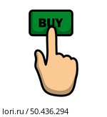 Finger Push The Buy Button Icon. Editable Bold Outline With Color Fill Design. Vector Illustration. Стоковая иллюстрация, агентство Ingram Publishing / Фотобанк Лори