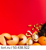 new year chinese 2021 fortune cookies copy space. Стоковое фото, агентство Ingram Publishing / Фотобанк Лори
