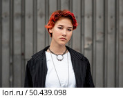 portrait redhead non binary person. Стоковое фото, агентство Ingram Publishing / Фотобанк Лори