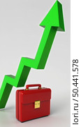 A 3D icon of a rising stock arrow with a briefcase at the base, finance and success metaphor. Стоковое AI-видео, аниматор Sergey Grishin / Фотобанк Лори