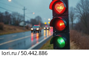 Funny and conceptual traffic light on road crossing, Iceland changes from green to red. The stop signal in shape of heart. Concept relationship, romantic date and tenderness. St Valentine vibes. Стоковое AI-видео, аниматор Sergey Grishin / Фотобанк Лори