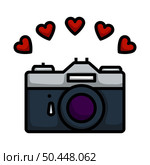 Camera With Hearts Icon. Editable Bold Outline With Color Fill Design. Vector Illustration. Стоковая иллюстрация, агентство Ingram Publishing / Фотобанк Лори