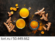 Turmeric. Fresh turmeric root and turmeric, curcumin powder. Стоковое фото, агентство Ingram Publishing / Фотобанк Лори