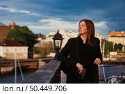 Dreaming on the Vyborg Embankment During a Serene Summer Evening. Стоковое фото, фотограф Aleksandr Golubev / Фотобанк Лори