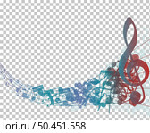 Multicolour  musical notes staff background. Vector illustration with transparency EPS10.. notes staff. Стоковая иллюстрация, агентство Ingram Publishing / Фотобанк Лори
