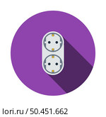 AC Splitter Icon. Flat Circle Stencil Design With Long Shadow. Vector Illustration. Стоковая иллюстрация, агентство Ingram Publishing / Фотобанк Лори