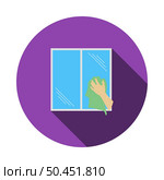 Hand wiping window icon. Flat color design. Vector illustration. Стоковая иллюстрация, агентство Ingram Publishing / Фотобанк Лори