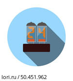 Electric Numeral Lamp Icon. Flat Circle Stencil Design With Long Shadow. Vector Illustration. Стоковая иллюстрация, агентство Ingram Publishing / Фотобанк Лори