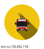 Trolleybus Icon. Flat Circle Stencil Design With Long Shadow. Vector Illustration. Стоковая иллюстрация, агентство Ingram Publishing / Фотобанк Лори