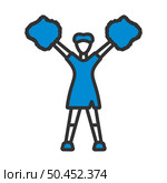 American Football Cheerleader Girl Icon. Editable Bold Outline With Color Fill Design. Vector Illustration. Стоковая иллюстрация, агентство Ingram Publishing / Фотобанк Лори