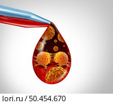 Cancer screening and blood test for early detection of malignant cells in a human body caused by carcinogens and genetics with a cancerous cell as an immunotherapy symbol and medical therapy diagnosis as a 3D illustration. Стоковое фото, агентство Ingram Publishing / Фотобанк Лори