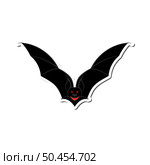 Halloween Holiday Sticker With Shadow Element. Flying Bat Over White Background for Creating Halloween Designs. Vector illustration. Стоковая иллюстрация, агентство Ingram Publishing / Фотобанк Лори