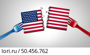 Polarized America and polarization in the United States  as a politics concept or US diet and eating or obesity in the United States as a 3D illustration. Стоковое фото, агентство Ingram Publishing / Фотобанк Лори