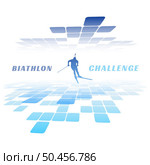 Biathlon challenge banner with abstract background. Biathlon athlete silhouette. Winter games design. Vector illustration. Стоковая иллюстрация, агентство Ingram Publishing / Фотобанк Лори