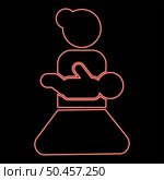 Neon mother holding baby on hand red color vector illustration image flat style light. Neon mother holding baby on hand red color vector illustration image flat style. Стоковая иллюстрация, агентство Ingram Publishing / Фотобанк Лори
