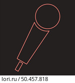 Neon hand microphone red color vector illustration image flat style light. Neon hand microphone red color vector illustration image flat style. Стоковая иллюстрация, агентство Ingram Publishing / Фотобанк Лори