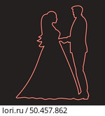 Neon bride and groom holding hands red color vector illustration image flat style light. Neon bride and groom holding hands red color vector illustration image flat style. Стоковая иллюстрация, агентство Ingram Publishing / Фотобанк Лори