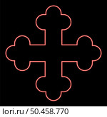 Neon cross trefoil shamrock Cross monogram Religious cross red color vector illustration image flat style light. Neon cross trefoil shamrock Cross monogram Religious cross red color vector illustration image flat style. Стоковая иллюстрация, агентство Ingram Publishing / Фотобанк Лори