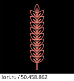 Neon spikelet of wheat Plant branch red color vector illustration image flat style light. Neon spikelet of wheat Plant branch red color vector illustration image flat style. Стоковая иллюстрация, агентство Ingram Publishing / Фотобанк Лори