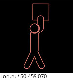 Neon man carries load in his arms above himself Stick work on delivery parcel red color vector illustration image flat style light. Neon man carries load in his arms above himself Stick work on delivery parcel red color vector illustration image flat style. Стоковая иллюстрация, агентство Ingram Publishing / Фотобанк Лори
