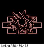 Neon working demolish machine on building construction Destroying brick wall with metal ball Wrecking house home concepting icon black color vector illustration flat style simple image red color vector illustration image flat style light. Neon working demolish machine on building construction Destroying brick wall with metal ball Wrecking house home concepting icon black color vector illustration flat style image red color vector illustration image flat style. Стоковая иллюстрация, агентство Ingram Publishing / Фотобанк Лори