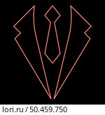 Neon business concept Jacket and tie cravat Suit for wedding Men’s clothing in dress clothes Representative idea red color vector illustration image flat style light. Neon business concept Jacket and tie cravat Suit for wedding Men’s clothing in dress clothes Representative idea red color vector illustration image flat style. Стоковая иллюстрация, агентство Ingram Publishing / Фотобанк Лори