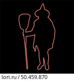 Neon fairy Wizard Witch holding broom Subject for Halloween concept red color vector illustration image flat style light. Neon fairy Wizard Witch standing with broom Subject for Halloween concept red color vector illustration image flat style. Стоковая иллюстрация, агентство Ingram Publishing / Фотобанк Лори