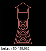 Neon watching tower Overview forest ranger fire site red color vector illustration image flat style light. Neon watching tower Overview forest ranger fire site red color vector illustration image flat style. Стоковая иллюстрация, агентство Ingram Publishing / Фотобанк Лори