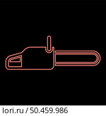 Neon chainsaw Petrol chain saw Lumberjack tool red color vector illustration image flat style light. Neon chainsaw Petrol chain saw Lumberjack tool red color vector illustration image flat style. Стоковая иллюстрация, агентство Ingram Publishing / Фотобанк Лори
