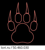 Neon print paw wild animal with claw track footprint predatory pawprint red color vector illustration image flat style light. Neon print paw wild animal with claw track footprint predatory pawprint red color vector illustration image flat style. Стоковая иллюстрация, агентство Ingram Publishing / Фотобанк Лори