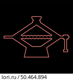Neon screw jack lifting equipment mechanism for lifting supported loads of car maintenance scissor shape red color vector illustration image flat style light. Neon screw jack lifting equipment mechanism for lifting supported loads of car maintenance scissor shape red color vector illustration image flat style. Стоковая иллюстрация, агентство Ingram Publishing / Фотобанк Лори