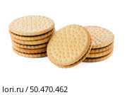 Sandwich biscuits with chocolate filling on a white background. Стоковое фото, агентство Ingram Publishing / Фотобанк Лори