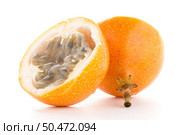 Passion fruit maracuja granadilla on white background. Стоковое фото, агентство Ingram Publishing / Фотобанк Лори