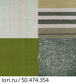 Set of green fabric samples, texture background. Стоковое фото, агентство Ingram Publishing / Фотобанк Лори