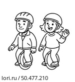black Vector Icon sticker of a man and a woman with a unicycle isolated on white background. Стоковая иллюстрация, иллюстратор Татьяна Куклина / Фотобанк Лори