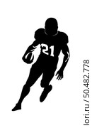 American football player silhouette. Running isolated athlete. Running rugby man, team sport. Very detailed and smooth lines. Vector illustration. Стоковая иллюстрация, агентство Ingram Publishing / Фотобанк Лори