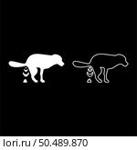 Dog defecation poke pooping pet feces doing its toilet concept of place for walking with animals shit site excrement canine set icon white color vector illustration image simple solid fill outline contour line thin flat style. Dog defecation poke pooping pet feces doing its toilet concept of place for walking with animals shit site excrement canine set icon white color vector illustration image solid fill outline contour line thin flat style. Стоковая иллюстрация, агентство Ingram Publishing / Фотобанк Лори