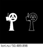 Dispenser with scotch tape adhesive for hand set icon white color vector illustration image simple solid fill outline contour line thin flat style. Dispenser with scotch tape adhesive for hand set icon white color vector illustration image solid fill outline contour line thin flat style. Стоковая иллюстрация, агентство Ingram Publishing / Фотобанк Лори