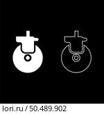 Wheel for furniture caster swivel set icon white color vector illustration image simple solid fill outline contour line thin flat style. Wheel for furniture caster swivel set icon white color vector illustration image solid fill outline contour line thin flat style. Стоковая иллюстрация, агентство Ingram Publishing / Фотобанк Лори