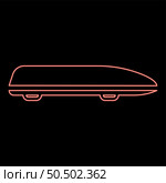 Neon car box auto roof carrier load trunk cargo roofbox red color vector illustration image flat style light. Neon car box auto roof carrier load trunk cargo roofbox red color vector illustration image flat style. Стоковая иллюстрация, агентство Ingram Publishing / Фотобанк Лори