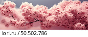 The Blushing Blossom: A Vibrant Pink Tree Adorned With an Abundance of Pink Flowers. Стоковое AI-изображение, AI-художник Данила Большаков / Фотобанк Лори