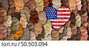 United States Memorial Day observance USA as a federal Holiday mourning the fallen soldiers of the military and honoring US armed forces death as diverse hands joining to honor the nation as a heart shape. Стоковое фото, агентство Ingram Publishing / Фотобанк Лори