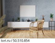 3D illustration, Mockup photo frame in living room, Interior of comfortable with luxury furniture and decorate in minimal style with houseplant in pot, rendering. Стоковое фото, агентство Ingram Publishing / Фотобанк Лори