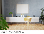 3D illustration, Mockup photo frame on the wall of living room, Interior of comfortable with luxury furniture and decorate in minimal style with houseplant in pot, rendering. Стоковое фото, агентство Ingram Publishing / Фотобанк Лори