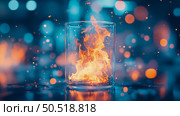 Contained Combustion: A Captivating Study of Fire within Glass. Стоковое AI-изображение, AI-художник Данила Большаков / Фотобанк Лори