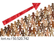 Increasing Diverse Population and rising Diversity in society or the rise of multicultural culture inclusion and integration and pride as a multi cultural group with an upward arrow.. Стоковое фото, агентство Ingram Publishing / Фотобанк Лори